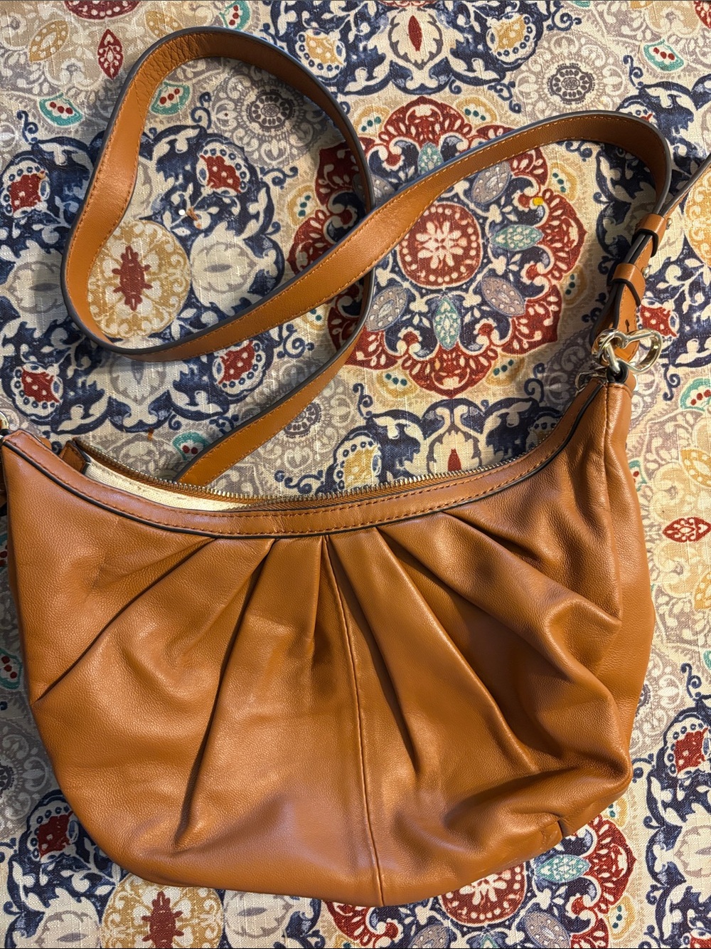 Vince Camuto Cognac Leather Pleated Shoulder Bag